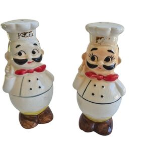Chef Salt and Pepper Shakers Vintage 1970's. Retro Kitchen Decor.